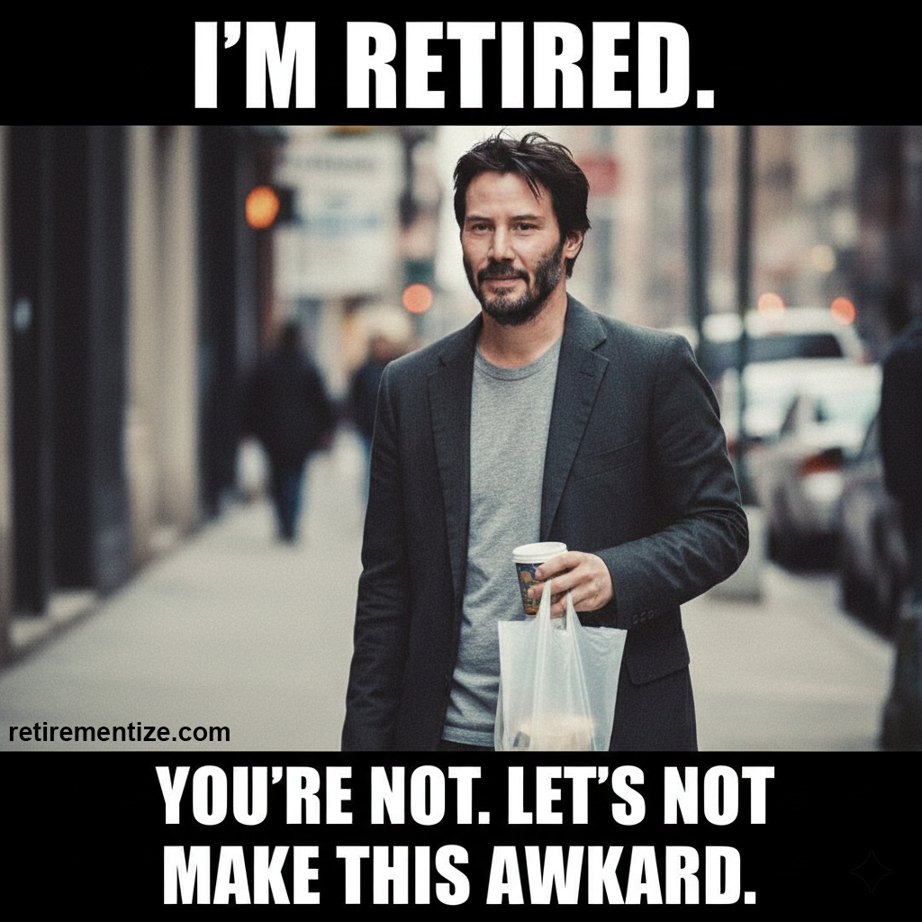 I'm retired. Your not. Let's not make this awkward. (Keanu Reeves)