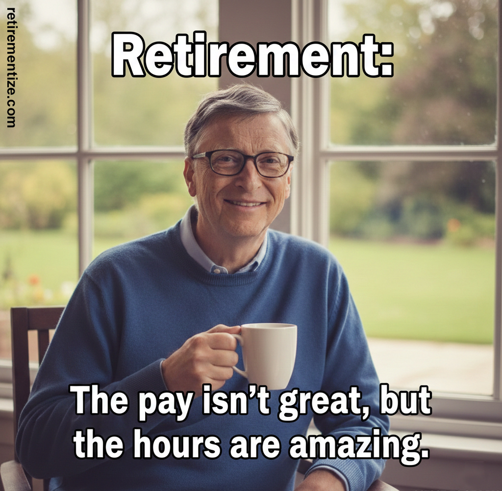 Retirement:The pay isn't great but the hours are amazing. (Bill Gates)